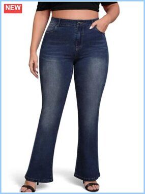 Plus Size Stretchy High Waisted Bootcut Jeans for Women